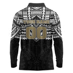 Personalized Collingwood Magpies Long Sleeve Polo Shirt Polynesian Tribal Pattern Heritage Football