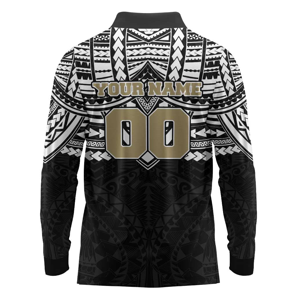Personalized Collingwood Magpies Long Sleeve Polo Shirt Polynesian Tribal Pattern Heritage Football