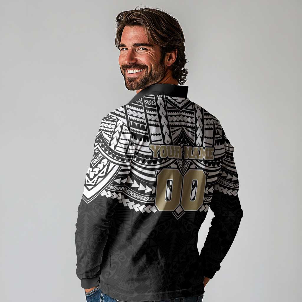 Personalized Collingwood Magpies Long Sleeve Polo Shirt Polynesian Tribal Pattern Heritage Football