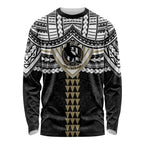 Personalized Collingwood Magpies Long Sleeve Shirt Polynesian Tribal Pattern Heritage Football