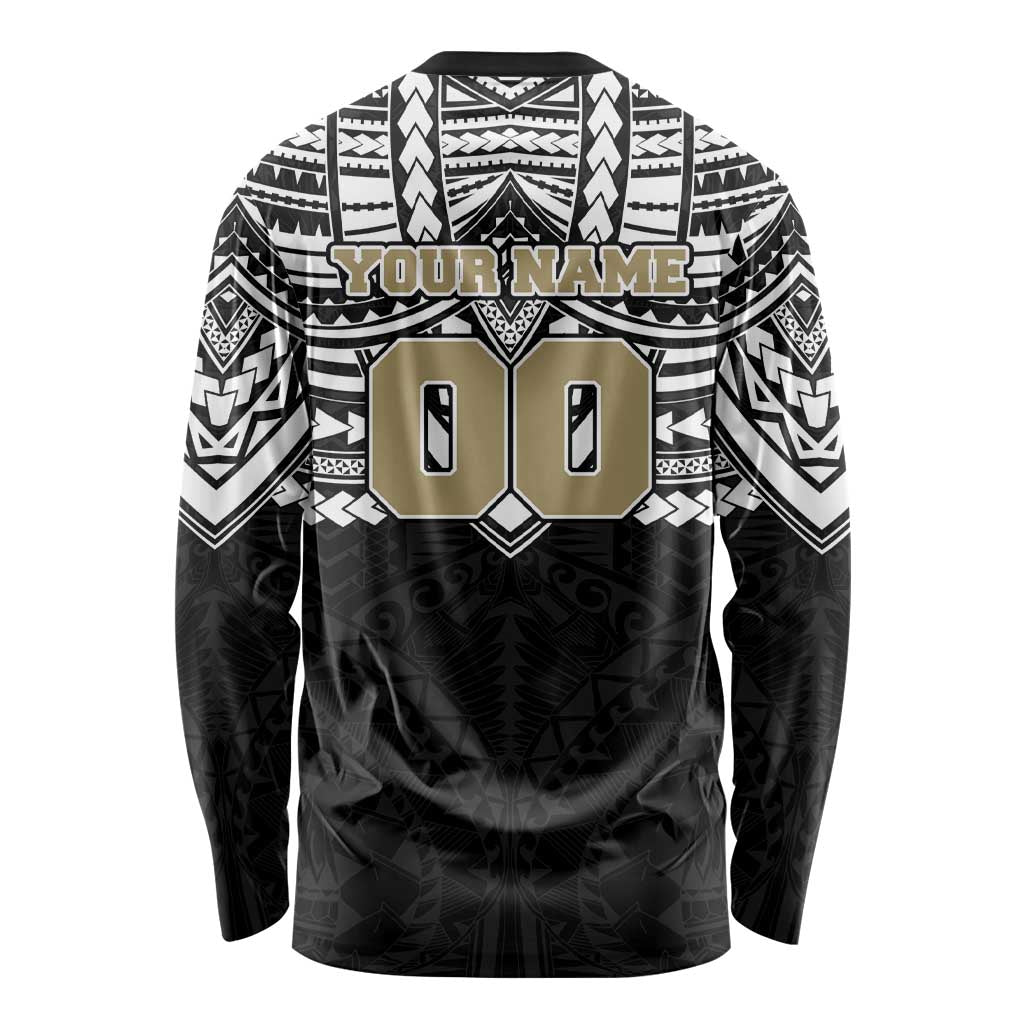 Personalized Collingwood Magpies Long Sleeve Shirt Polynesian Tribal Pattern Heritage Football