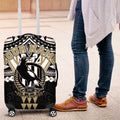 Personalized Collingwood Magpies Luggage Cover Polynesian Tribal Pattern Heritage Football