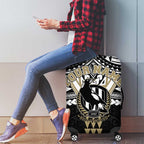 Personalized Collingwood Magpies Luggage Cover Polynesian Tribal Pattern Heritage Football