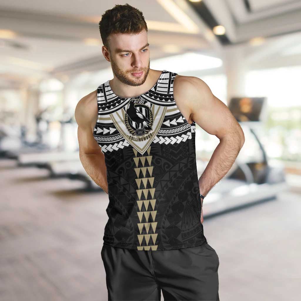 Personalized Collingwood Magpies Men Tank Top Polynesian Tribal Pattern Heritage Football