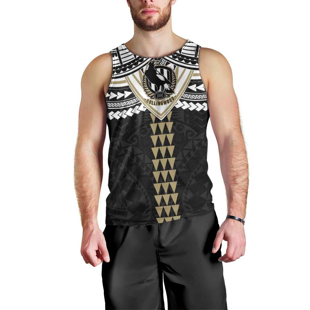 Personalized Collingwood Magpies Men Tank Top Polynesian Tribal Pattern Heritage Football