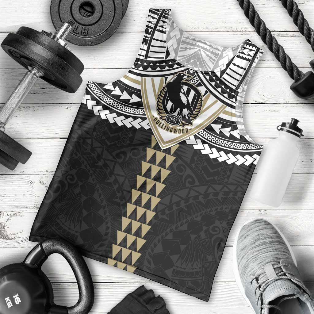 Personalized Collingwood Magpies Men Tank Top Polynesian Tribal Pattern Heritage Football