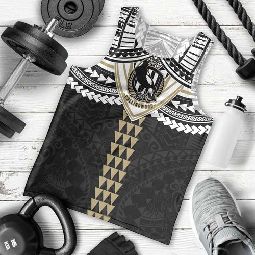 Personalized Collingwood Magpies Men Tank Top Polynesian Tribal Pattern Heritage Football