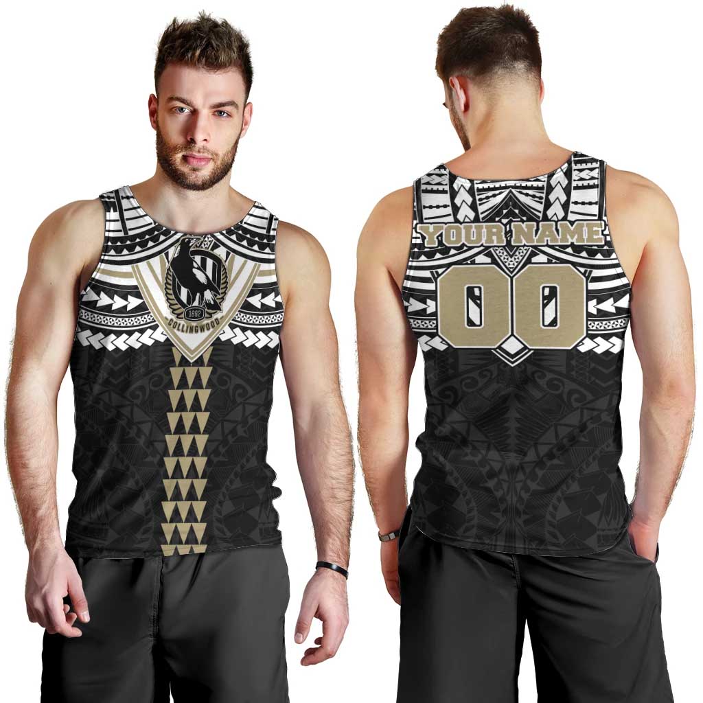 Personalized Collingwood Magpies Men Tank Top Polynesian Tribal Pattern Heritage Football