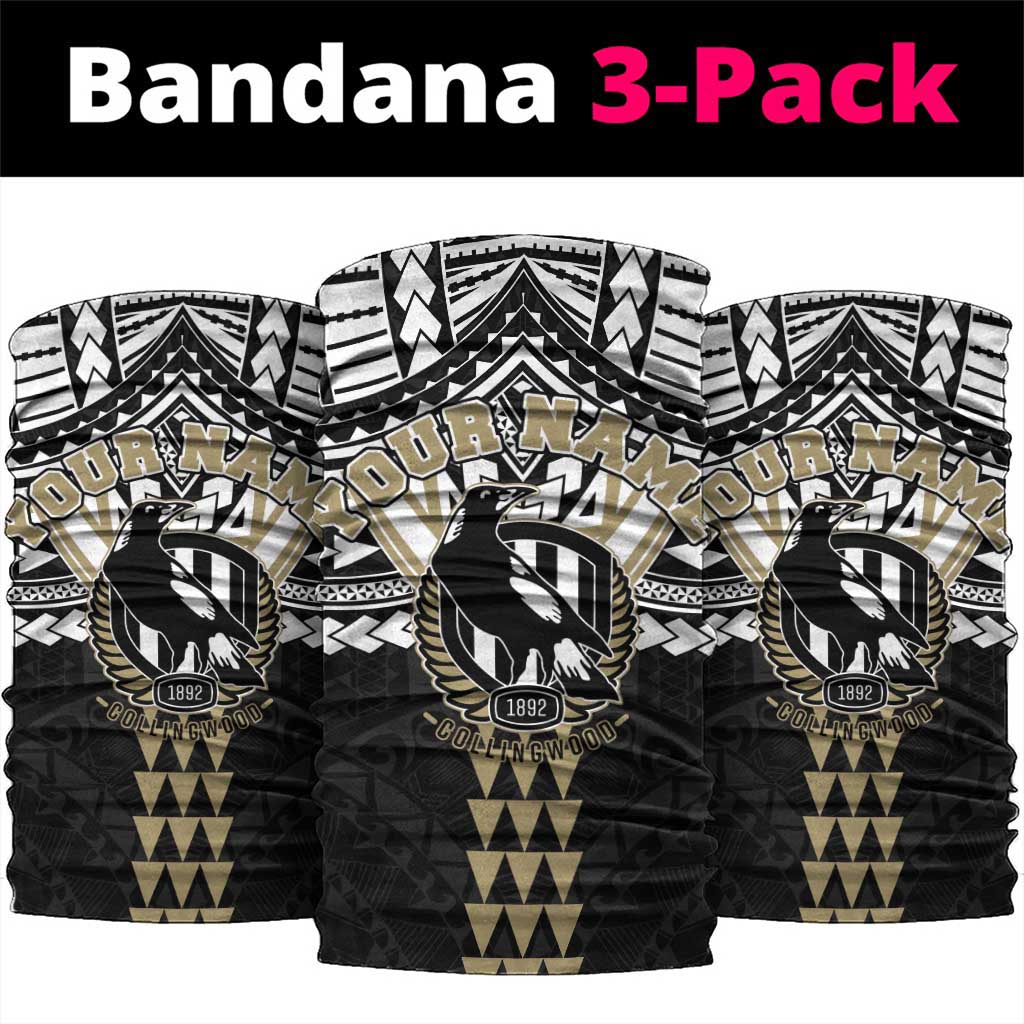 Personalized Collingwood Magpies Neck Gaiter Polynesian Tribal Pattern Heritage Football