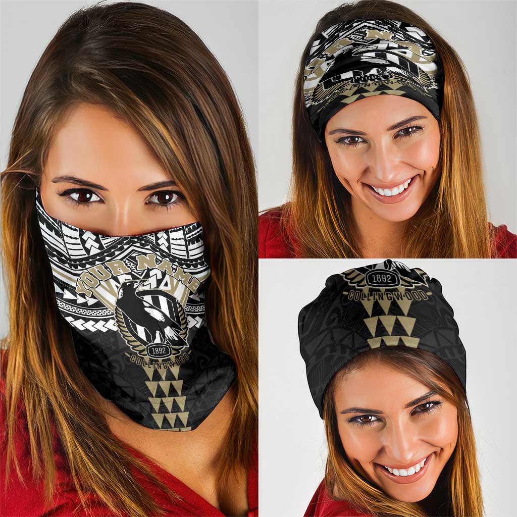 Personalized Collingwood Magpies Neck Gaiter Polynesian Tribal Pattern Heritage Football
