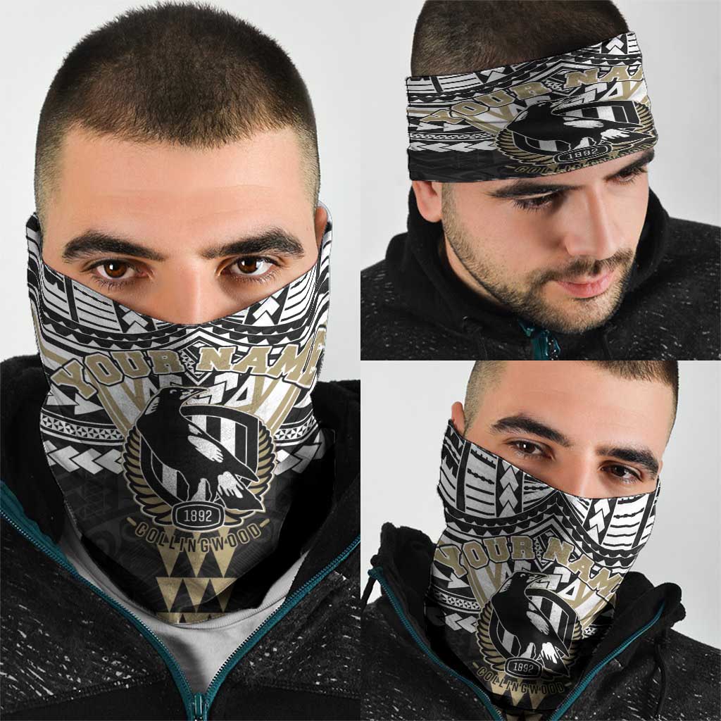 Personalized Collingwood Magpies Neck Gaiter Polynesian Tribal Pattern Heritage Football