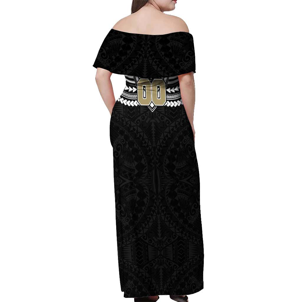 Personalized Collingwood Magpies Off Shoulder Maxi Dress Polynesian Tribal Pattern Heritage Football