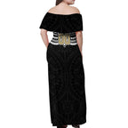 Personalized Collingwood Magpies Off Shoulder Maxi Dress Polynesian Tribal Pattern Heritage Football