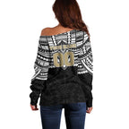 Personalized Collingwood Magpies Off Shoulder Sweater Polynesian Tribal Pattern Heritage Football