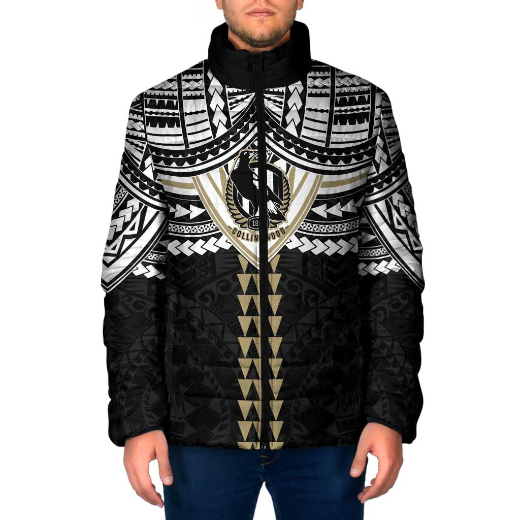 Personalized Collingwood Magpies Padded Jacket Polynesian Tribal Pattern Heritage Football