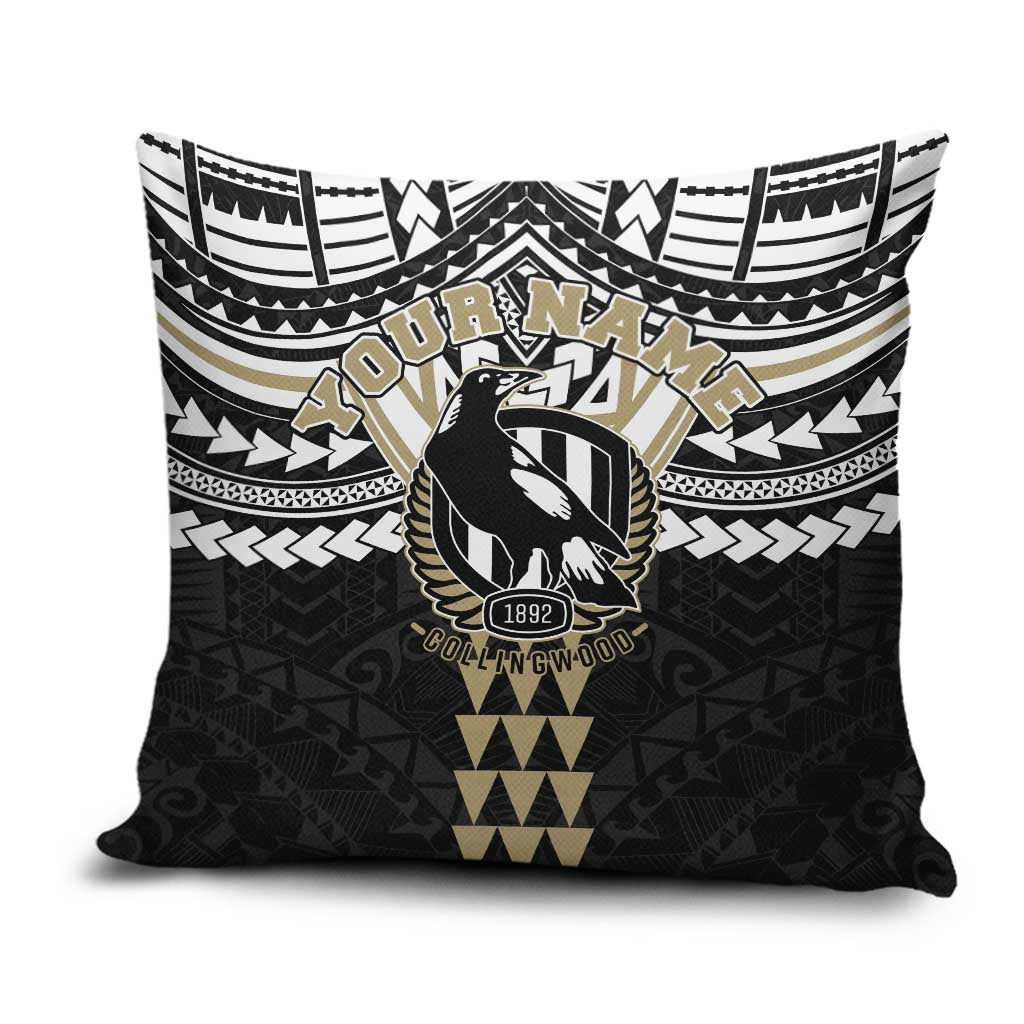 Personalized Collingwood Magpies Pillow Cover Polynesian Tribal Pattern Heritage Football