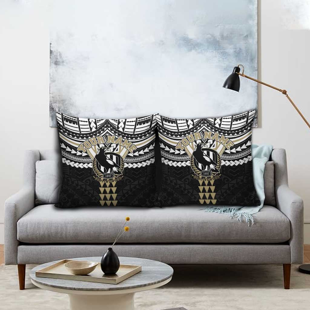 Personalized Collingwood Magpies Pillow Cover Polynesian Tribal Pattern Heritage Football