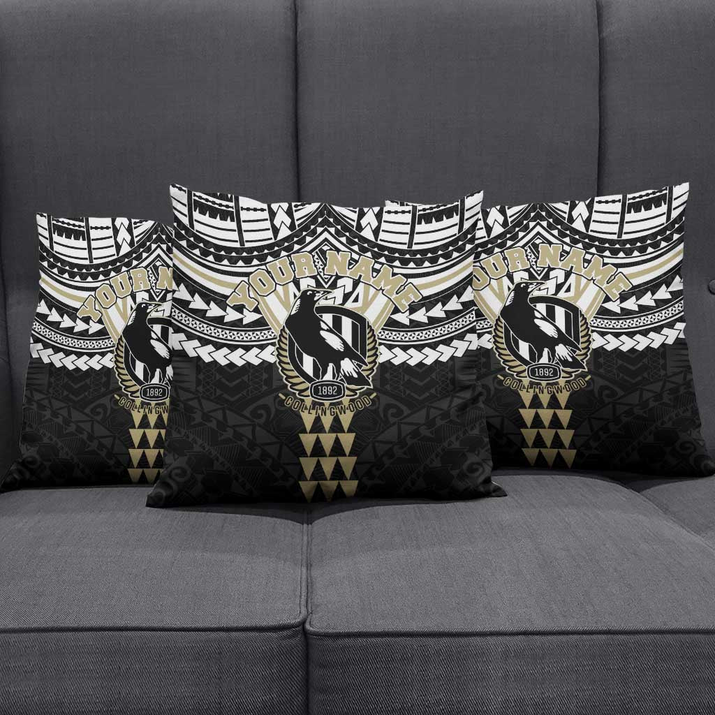 Personalized Collingwood Magpies Pillow Cover Polynesian Tribal Pattern Heritage Football