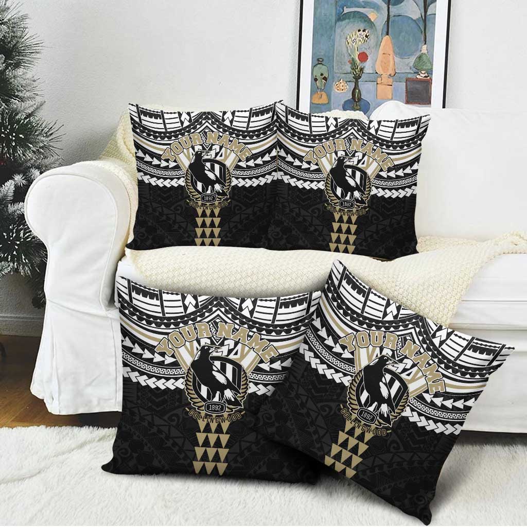 Personalized Collingwood Magpies Pillow Cover Polynesian Tribal Pattern Heritage Football