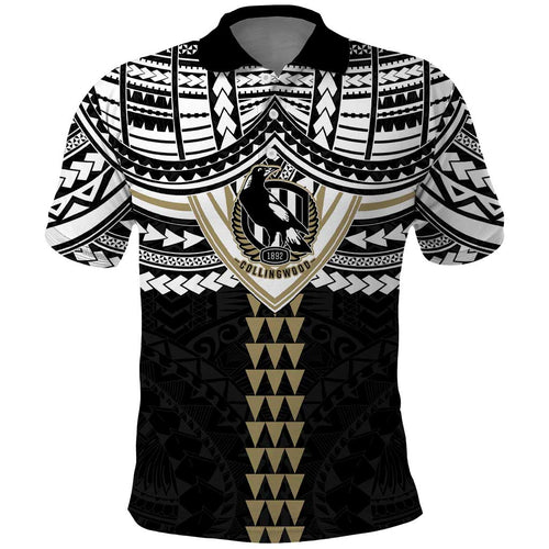 Personalized Collingwood Magpies Polo Shirt Polynesian Tribal Pattern Heritage Football