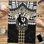 Personalized Collingwood Magpies Puzzle Polynesian Tribal Pattern Heritage Football