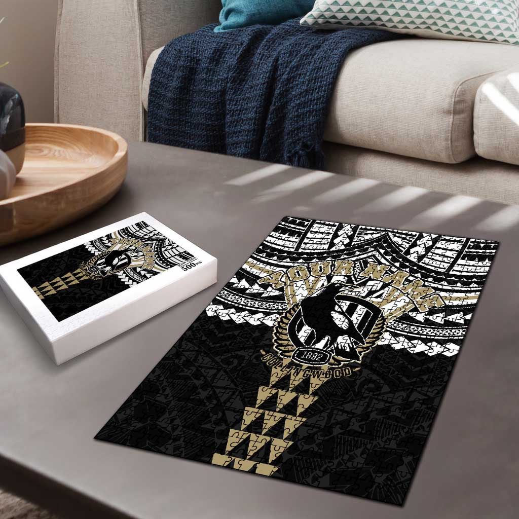 Personalized Collingwood Magpies Puzzle Polynesian Tribal Pattern Heritage Football