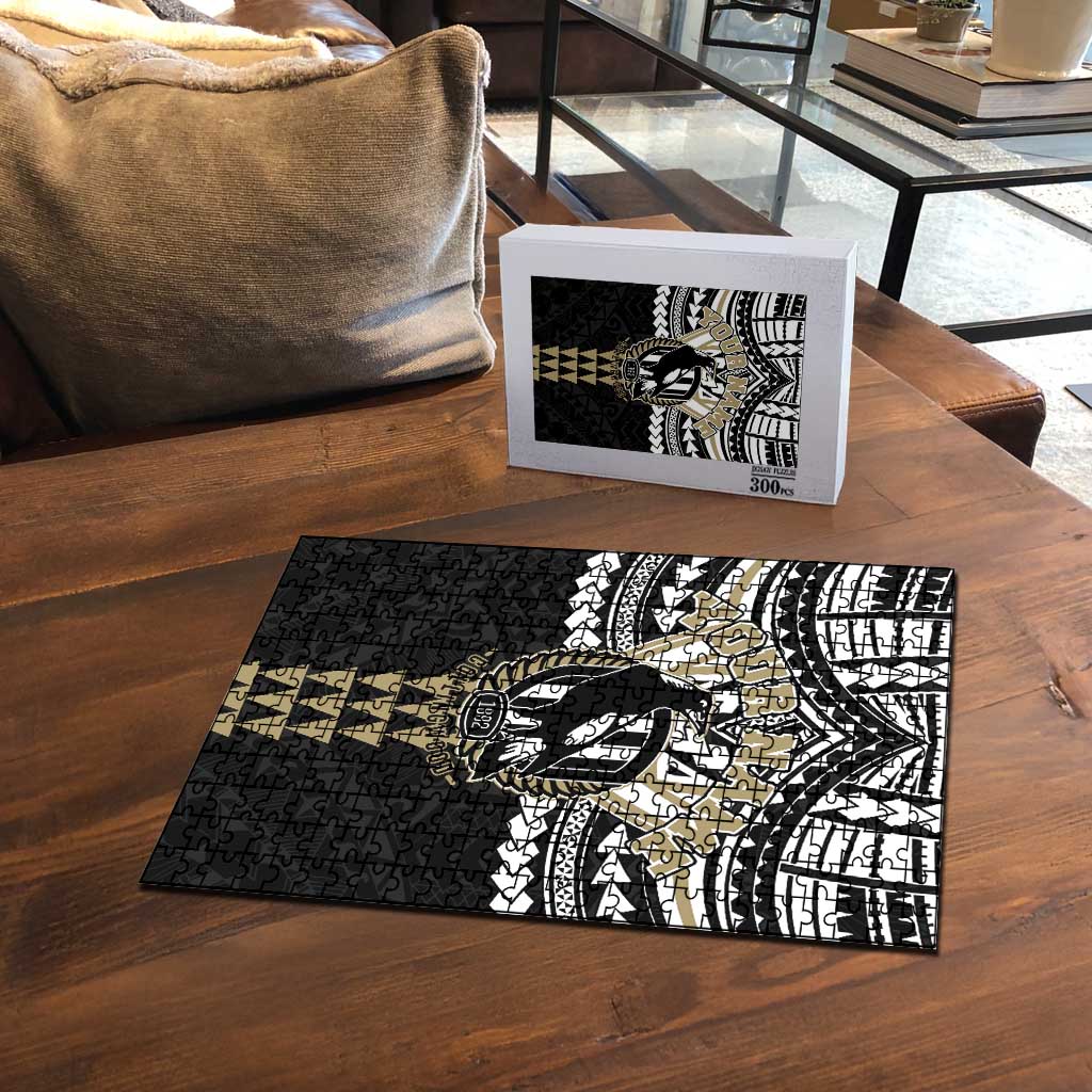 Personalized Collingwood Magpies Puzzle Polynesian Tribal Pattern Heritage Football
