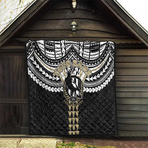 Personalized Collingwood Magpies Quilt Polynesian Tribal Pattern Heritage Football