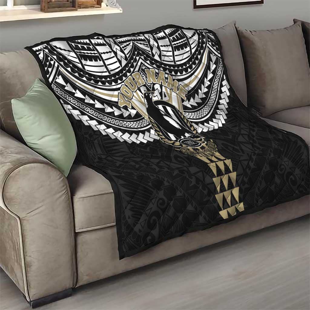 Personalized Collingwood Magpies Quilt Polynesian Tribal Pattern Heritage Football