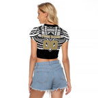 Personalized Collingwood Magpies Raglan Cropped T Shirt Polynesian Tribal Pattern Heritage Football