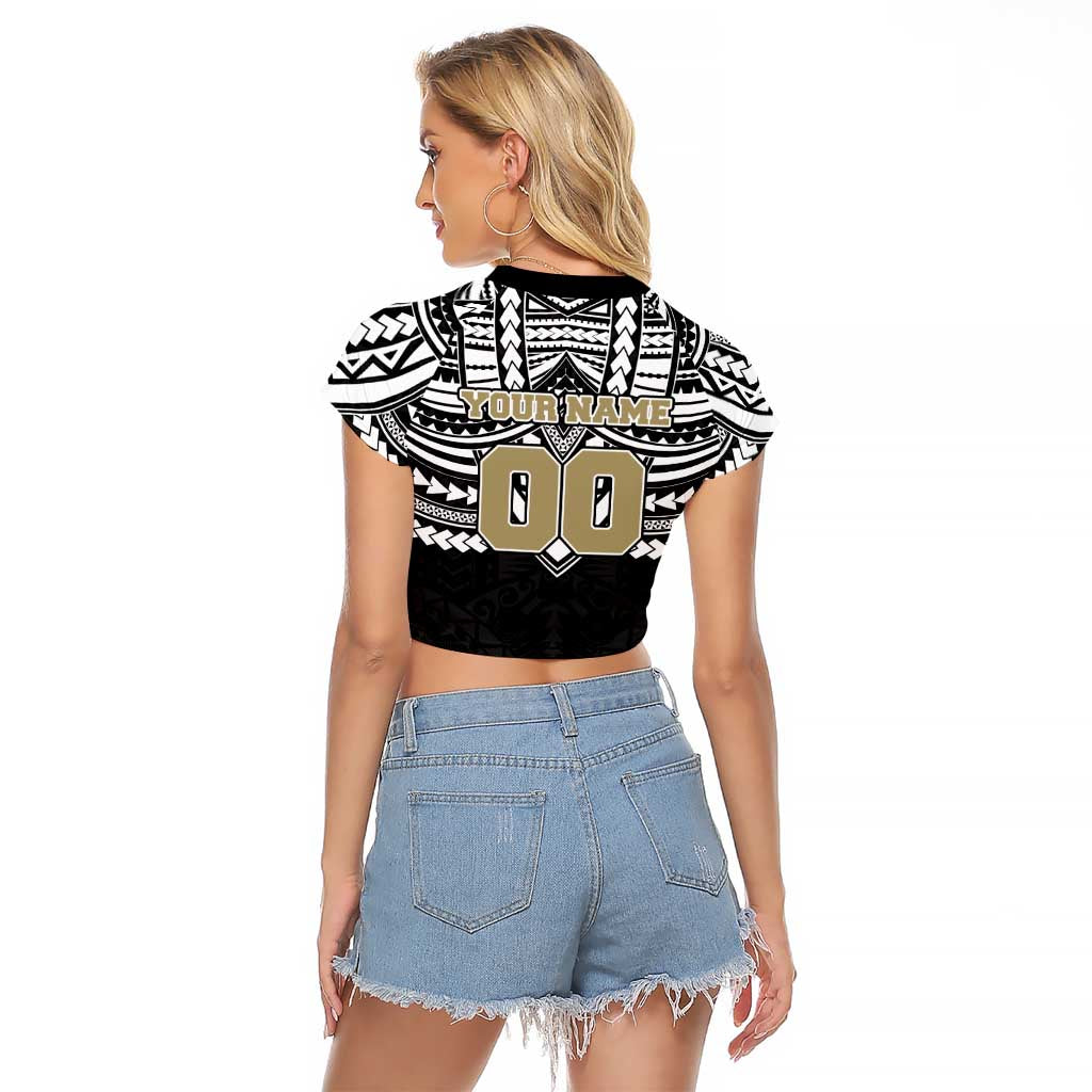 Personalized Collingwood Magpies Raglan Cropped T Shirt Polynesian Tribal Pattern Heritage Football