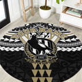Personalized Collingwood Magpies Round Carpet Polynesian Tribal Pattern Heritage Football