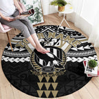 Personalized Collingwood Magpies Round Carpet Polynesian Tribal Pattern Heritage Football