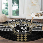 Personalized Collingwood Magpies Round Carpet Polynesian Tribal Pattern Heritage Football