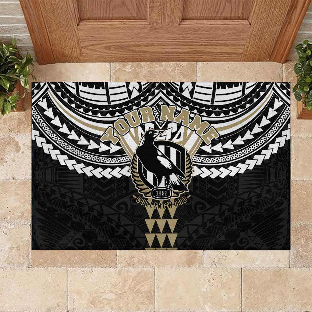 Personalized Collingwood Magpies Rubber Doormat Polynesian Tribal Pattern Heritage Football