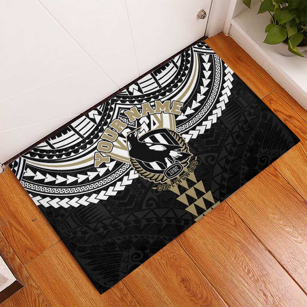 Personalized Collingwood Magpies Rubber Doormat Polynesian Tribal Pattern Heritage Football