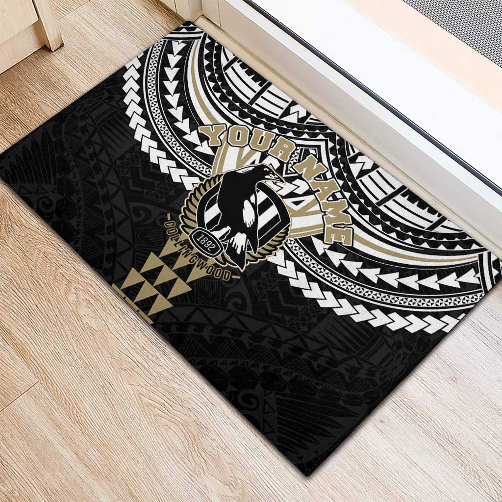 Personalized Collingwood Magpies Rubber Doormat Polynesian Tribal Pattern Heritage Football