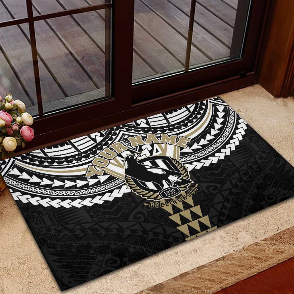 Personalized Collingwood Magpies Rubber Doormat Polynesian Tribal Pattern Heritage Football