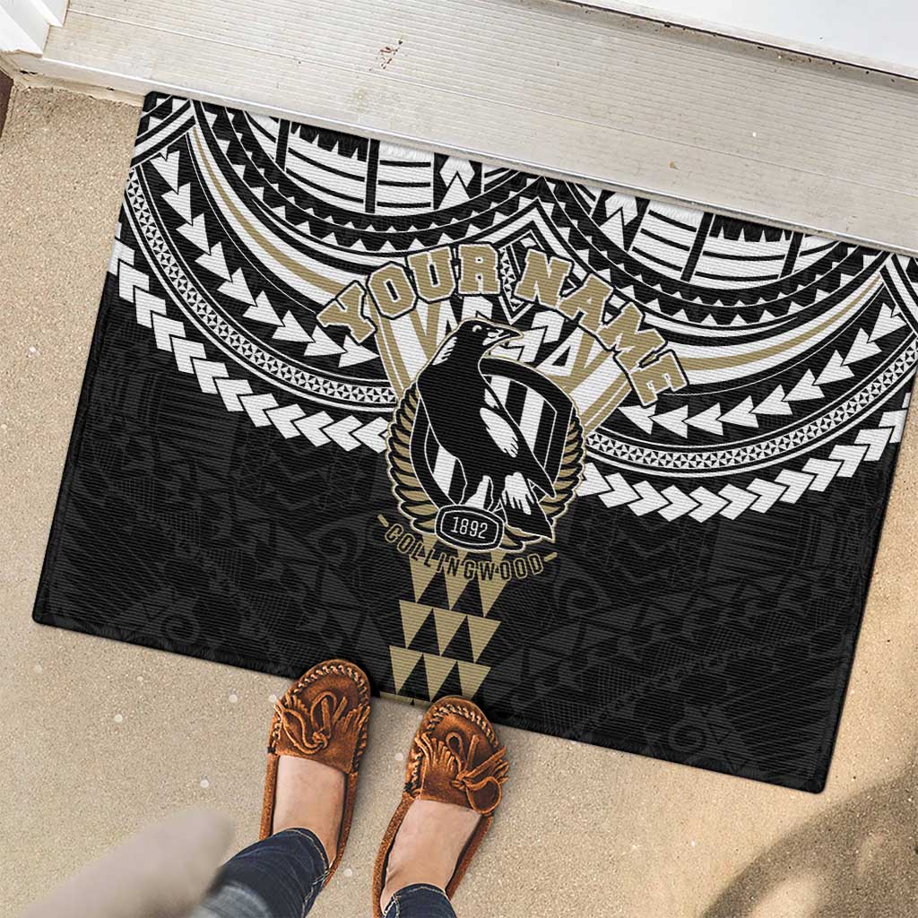 Personalized Collingwood Magpies Rubber Doormat Polynesian Tribal Pattern Heritage Football