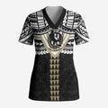 Personalized Collingwood Magpies Scrub Top Polynesian Tribal Pattern Heritage Football