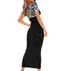 Personalized Collingwood Magpies Short Sleeve Bodycon Dress Polynesian Tribal Pattern Heritage Football
