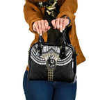Personalized Collingwood Magpies Shoulder Handbag Polynesian Tribal Pattern Heritage Football