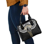 Personalized Collingwood Magpies Shoulder Handbag Polynesian Tribal Pattern Heritage Football