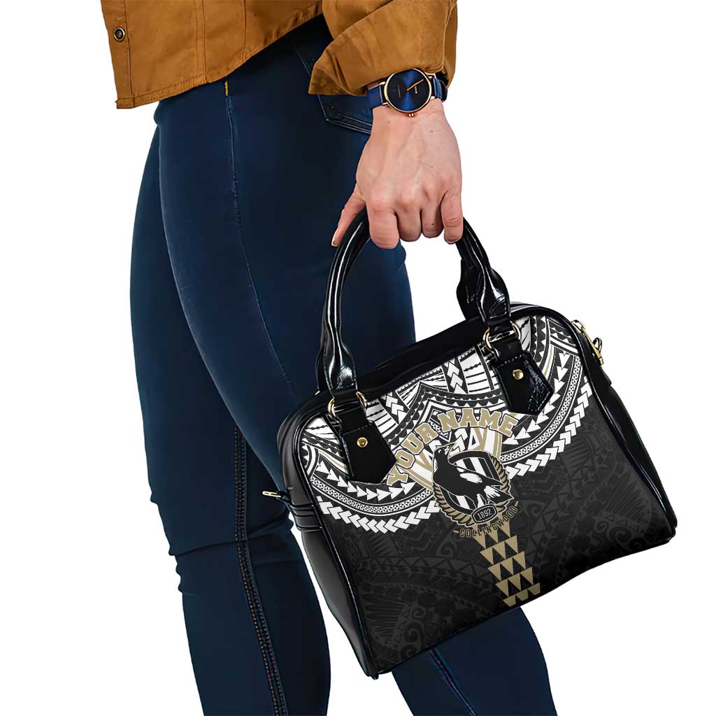 Personalized Collingwood Magpies Shoulder Handbag Polynesian Tribal Pattern Heritage Football