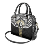 Personalized Collingwood Magpies Shoulder Handbag Polynesian Tribal Pattern Heritage Football