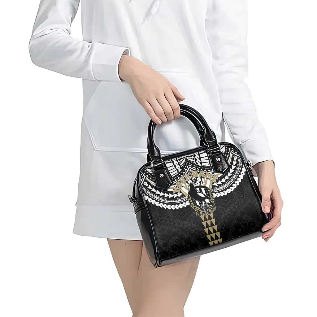 Personalized Collingwood Magpies Shoulder Handbag Polynesian Tribal Pattern Heritage Football