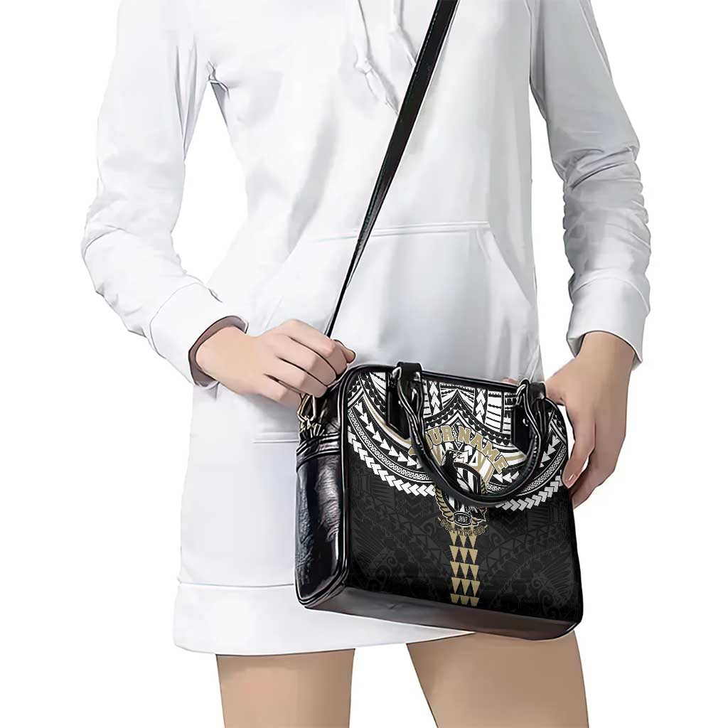 Personalized Collingwood Magpies Shoulder Handbag Polynesian Tribal Pattern Heritage Football