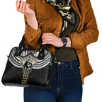 Personalized Collingwood Magpies Shoulder Handbag Polynesian Tribal Pattern Heritage Football