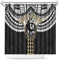 Personalized Collingwood Magpies Shower Curtain Polynesian Tribal Pattern Heritage Football