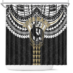 Personalized Collingwood Magpies Shower Curtain Polynesian Tribal Pattern Heritage Football
